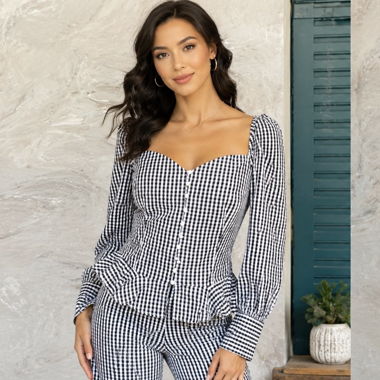 Women’s Blouse Simplee Vichy Black/White