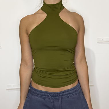Zara Khaki Halter Top