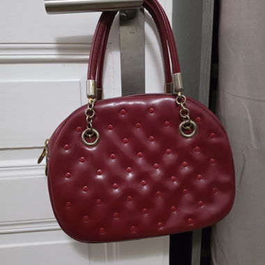 SAC À MAIN VINTAGE Cuir Rouge Bordeaux Matelassé