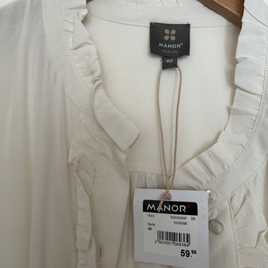 Leichte cremefarbene Manor Woman-Bluse, Grösse 40