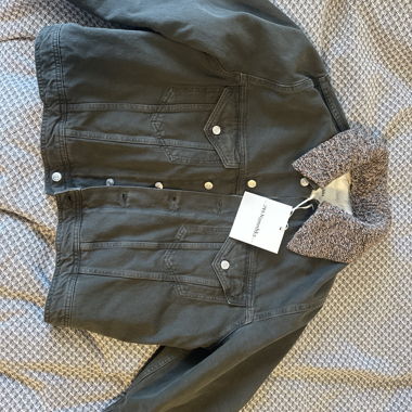 Zara x Nanushka Grüne Jeansjacke