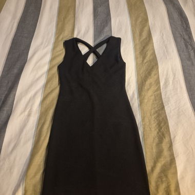 Black dress with crossed straps effect