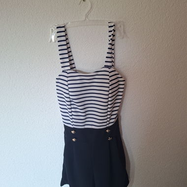 Navy Striped Playsuit