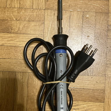 Soldering iron with mains plug