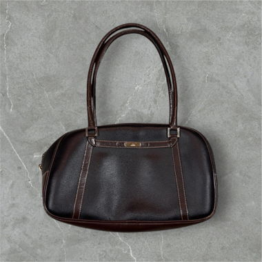 vintage leather bag brown with silver details