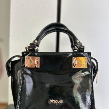 Sac a main Blaqué - cuir noir et or