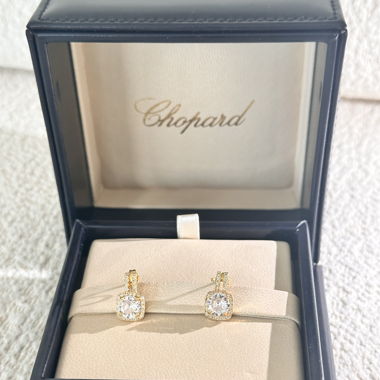 Gold-Toned Earrings Crystals Snow Gemsetting