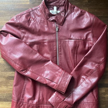 red vintage heline leather jacket