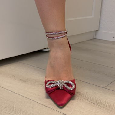 Pink High Heels with Rhinestone Bow