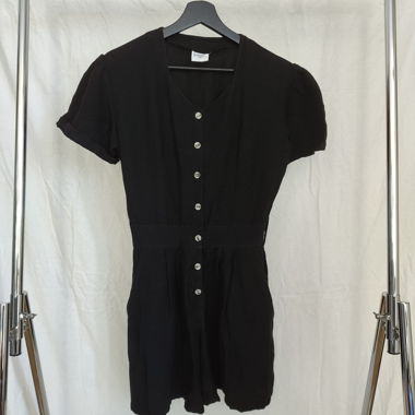Black Vintage Linen Romper