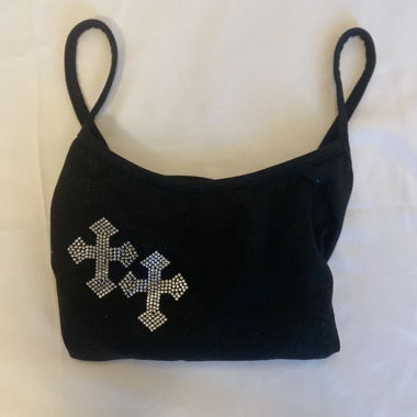Crop top avec strass, croix