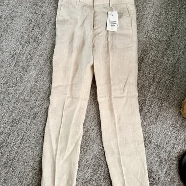 Pantalon en lin H&M Slim Fit beige NEUF