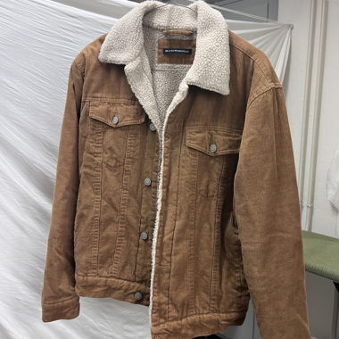 brown corduroy, wool-lined jacket