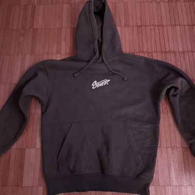 Gray hoodie with white imprint 