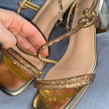 golden strappy heels