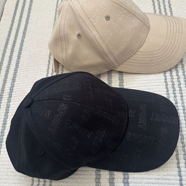 2 Beige and Black Caps One Size Adjustable