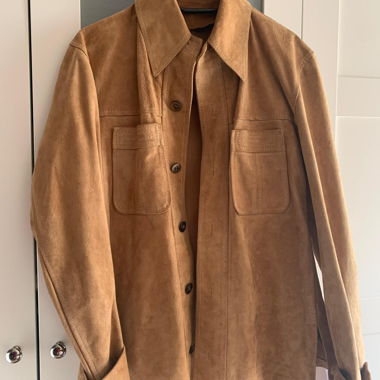 Giacca in pelle scamosciata marrone chiaro