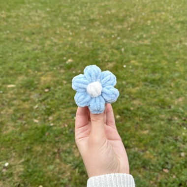 Elastico per capelli fiore di peluche blu