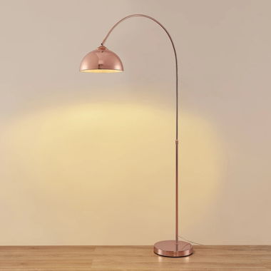 Lampada ad arco da terra color oro rosé