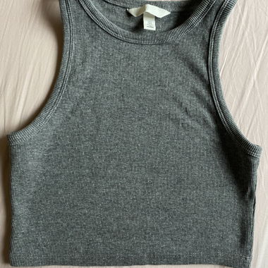Top a Canotta a Coste Grigio H&M