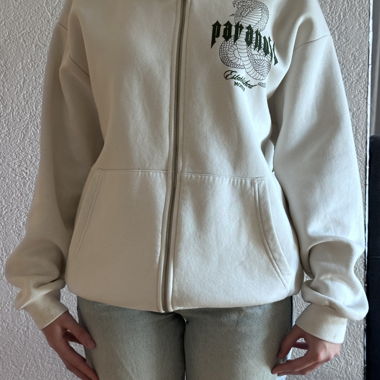 Cream Pullover with Snake Print