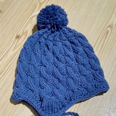 Babymütze blau für 6-12 Monate aus Merinowolle