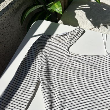 MNG striped one-shoulder top