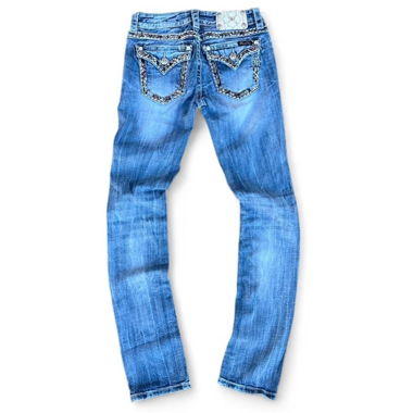 Jeans in denim Miss Me Y2K con risvolti, gamba dritta blu