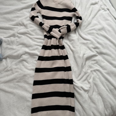 Striped Knit Midi Dress