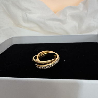 Anello Guess dorato con strass, taglia 56