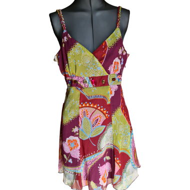 Boho y2k style Floral print dress with zipper 