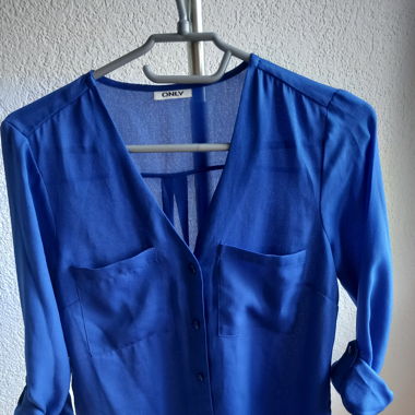 Blue, seethrough blouse