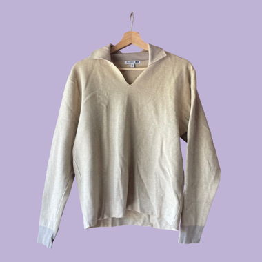 Pull beige avec col