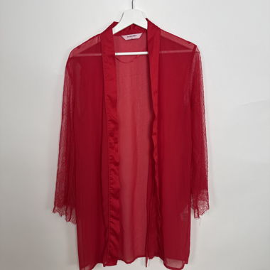 Robe kimono transparente rouge