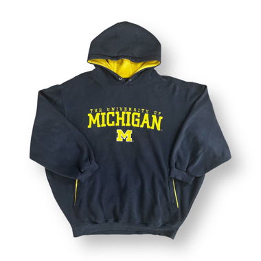 Felpa con cappuccio vintage University Blu/Giallo