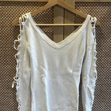 White Lace-Up Top