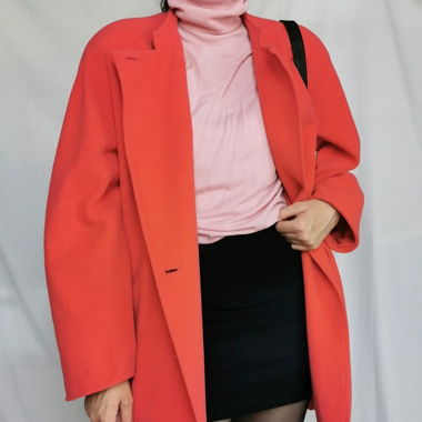 Bright coral Max Mara vintage wool cashmere coat