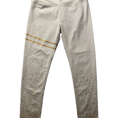 Weiße Sportleggings mit goldenen Details