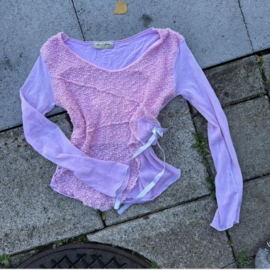 Pastel Pink mesh top ribbons details
