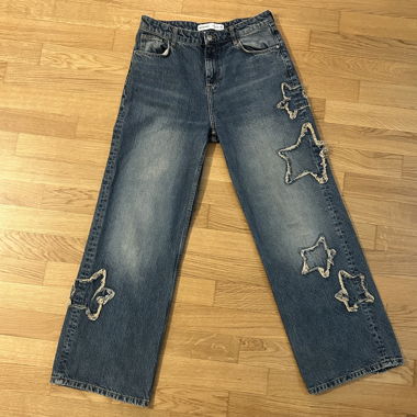 bershka wide-leg jeans with star details