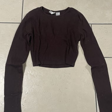 T-shirt manches longues court marron H&M XS
