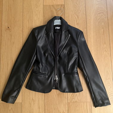 Schwarze Damenjacke Kunstleder schwarz Tally Weijl