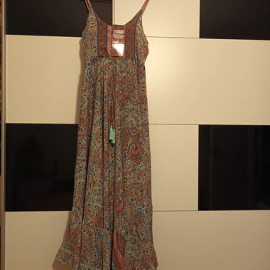 Langes Kleid mit Print 100% Seide