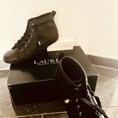 Black Polo Ralph Lauren leather sneakers