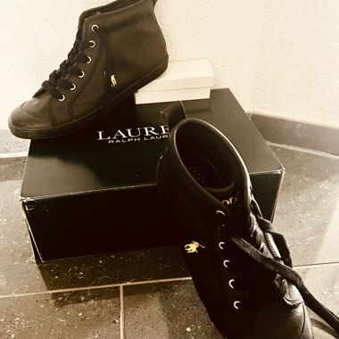 Black Polo Ralph Lauren leather sneakers