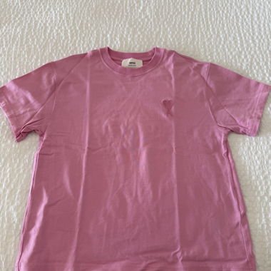 T-shirt rosa Ami Paris in cotone
