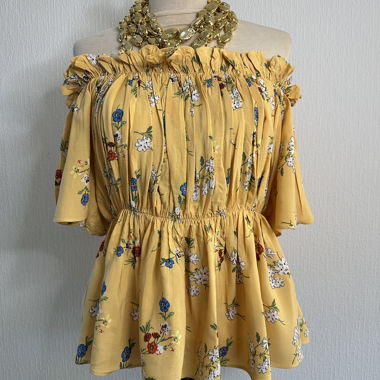 Floral top with bare shoulders