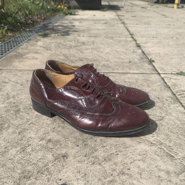 Burgundy brogue dress shoes