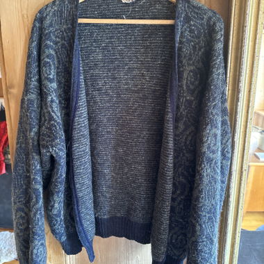 Grey and Blue Patterned Cardigan