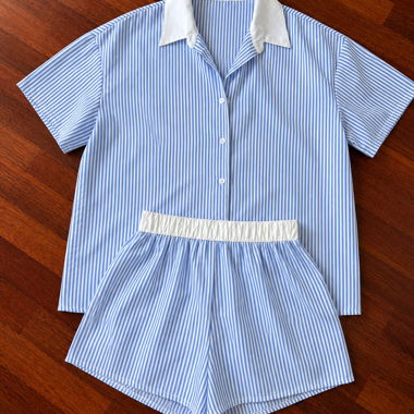 Ensemble chemise et short rayé
